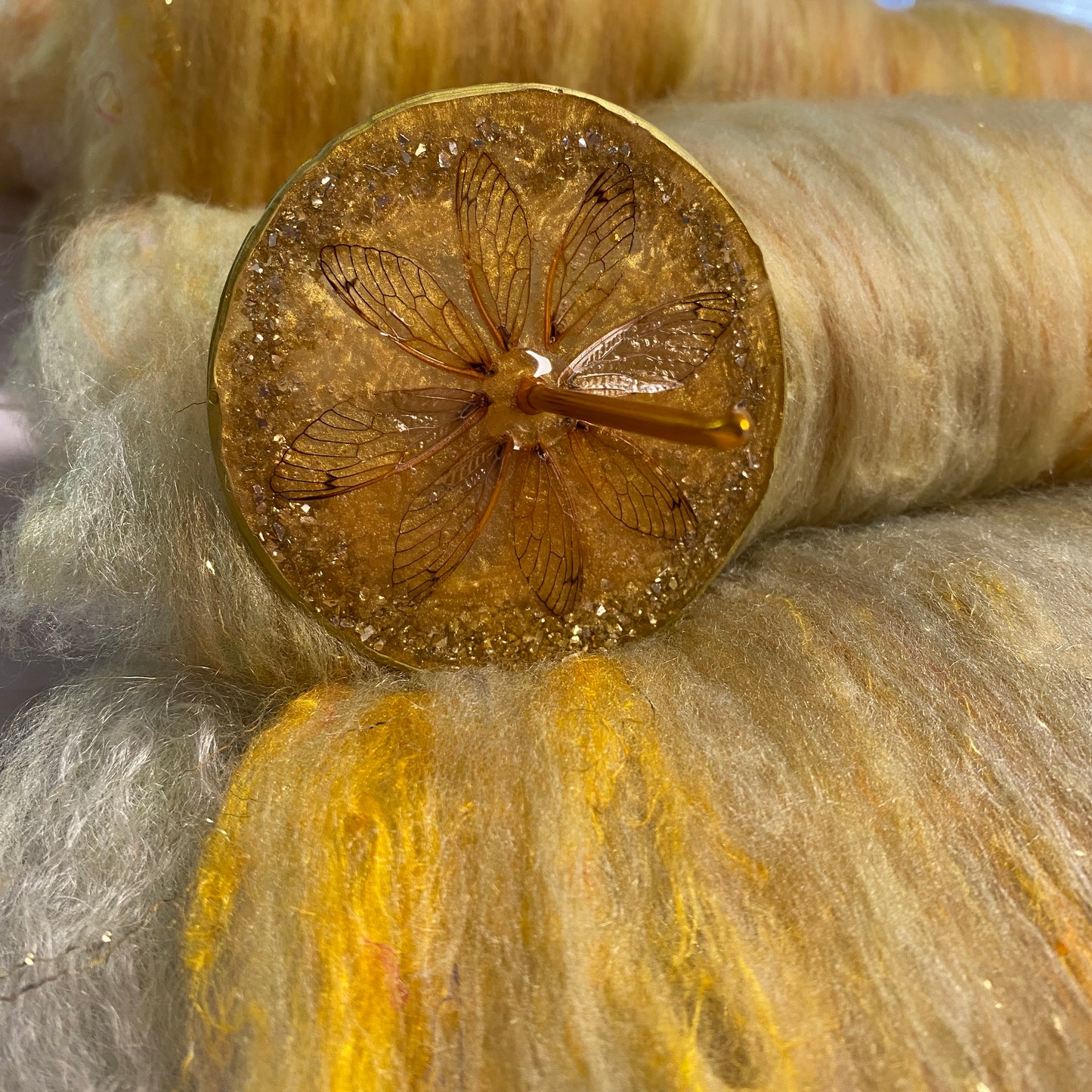 Cicada Spindle and fiber set-Yellow and Gold