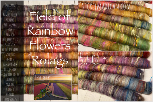 Field of Rainbow Flowers Rolags