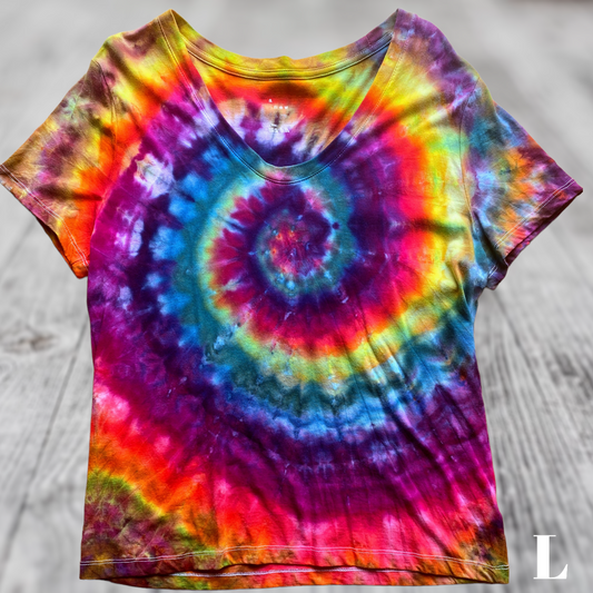 Large ice dyed spiral rainbow
