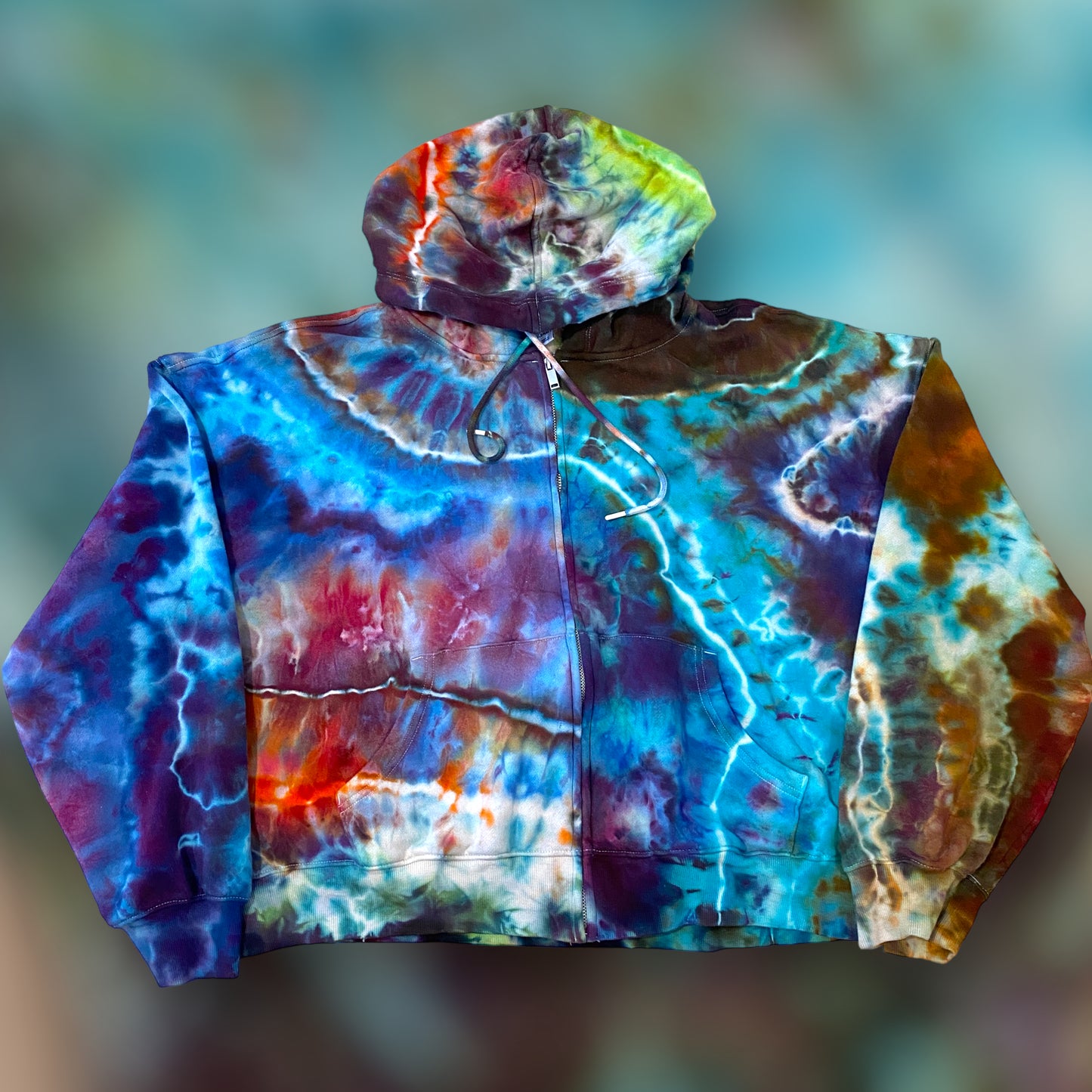 XL Tall Ice Dyed Old Navy Zipper Hoodie (7)