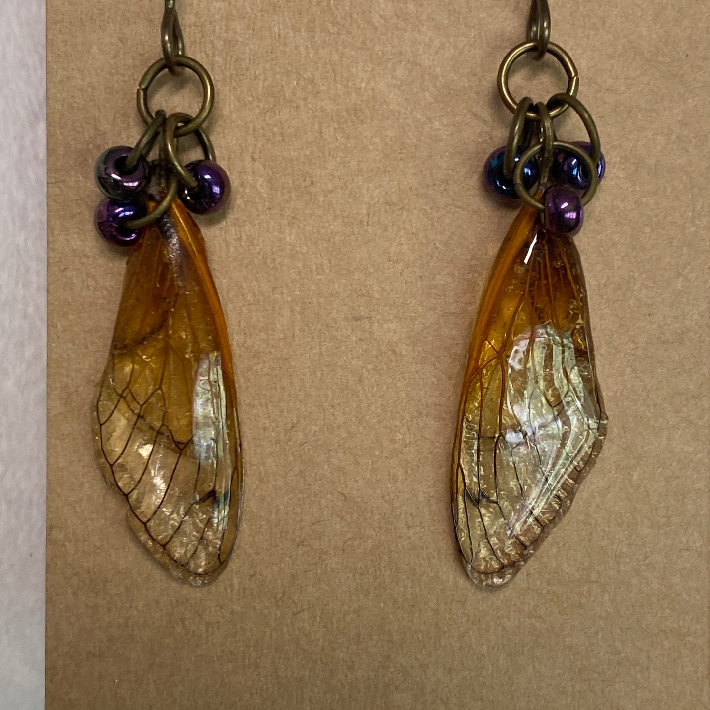 Beaded Cicada wing earrings 3