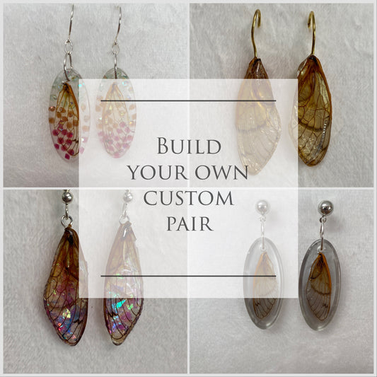 Custom cicada wing earrings