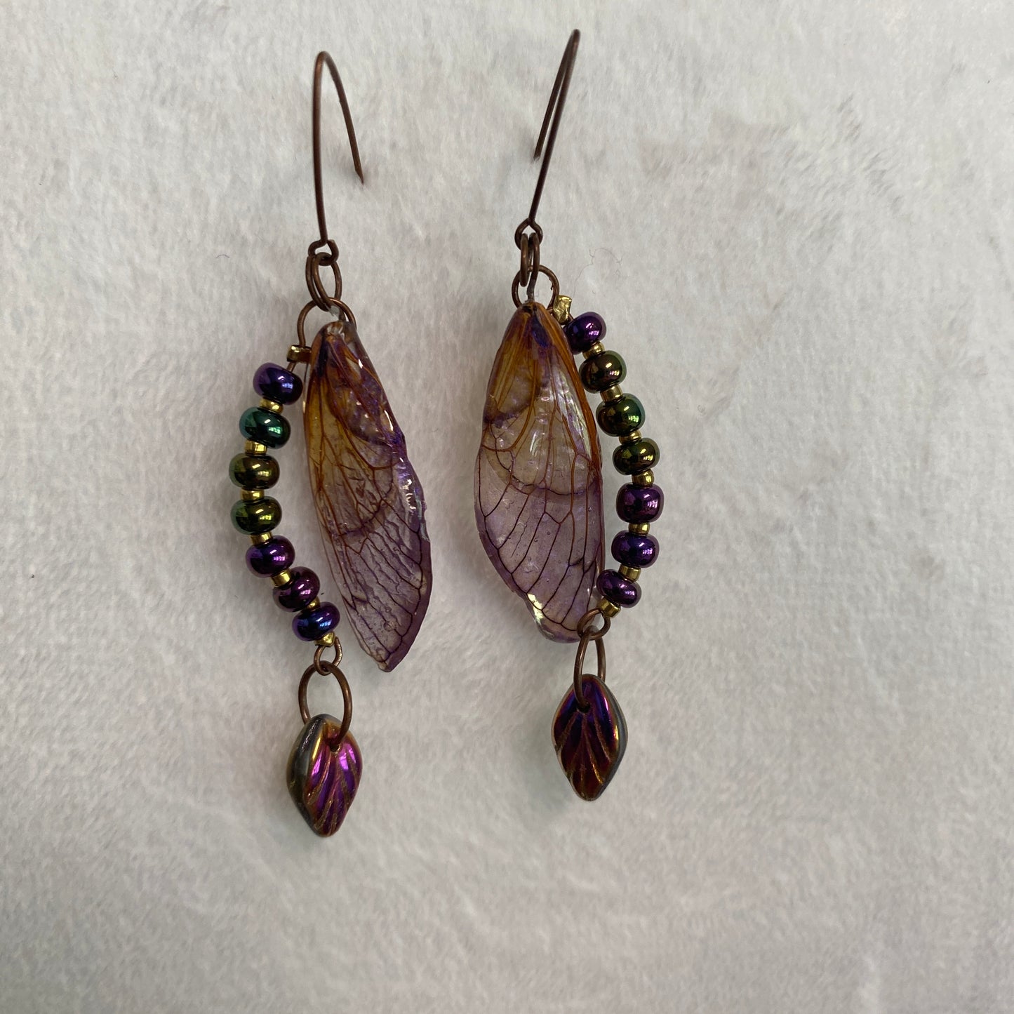 Beaded cicada wing earrings 2