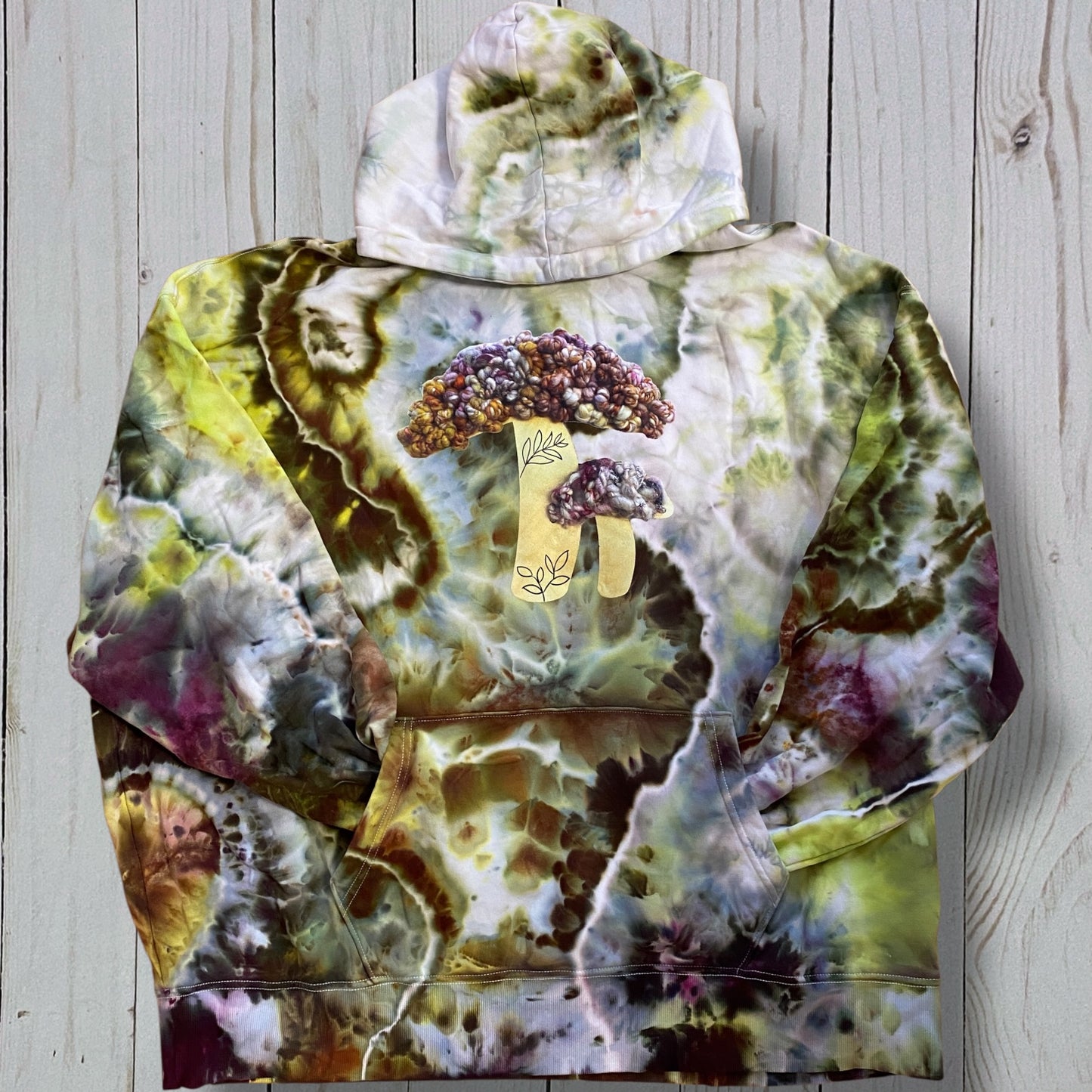 Ice Dyed Hoodie with Fiber Theme Graphic