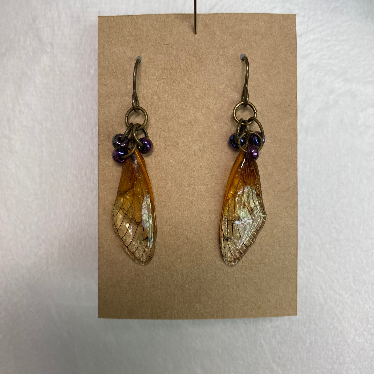 Beaded Cicada wing earrings 3