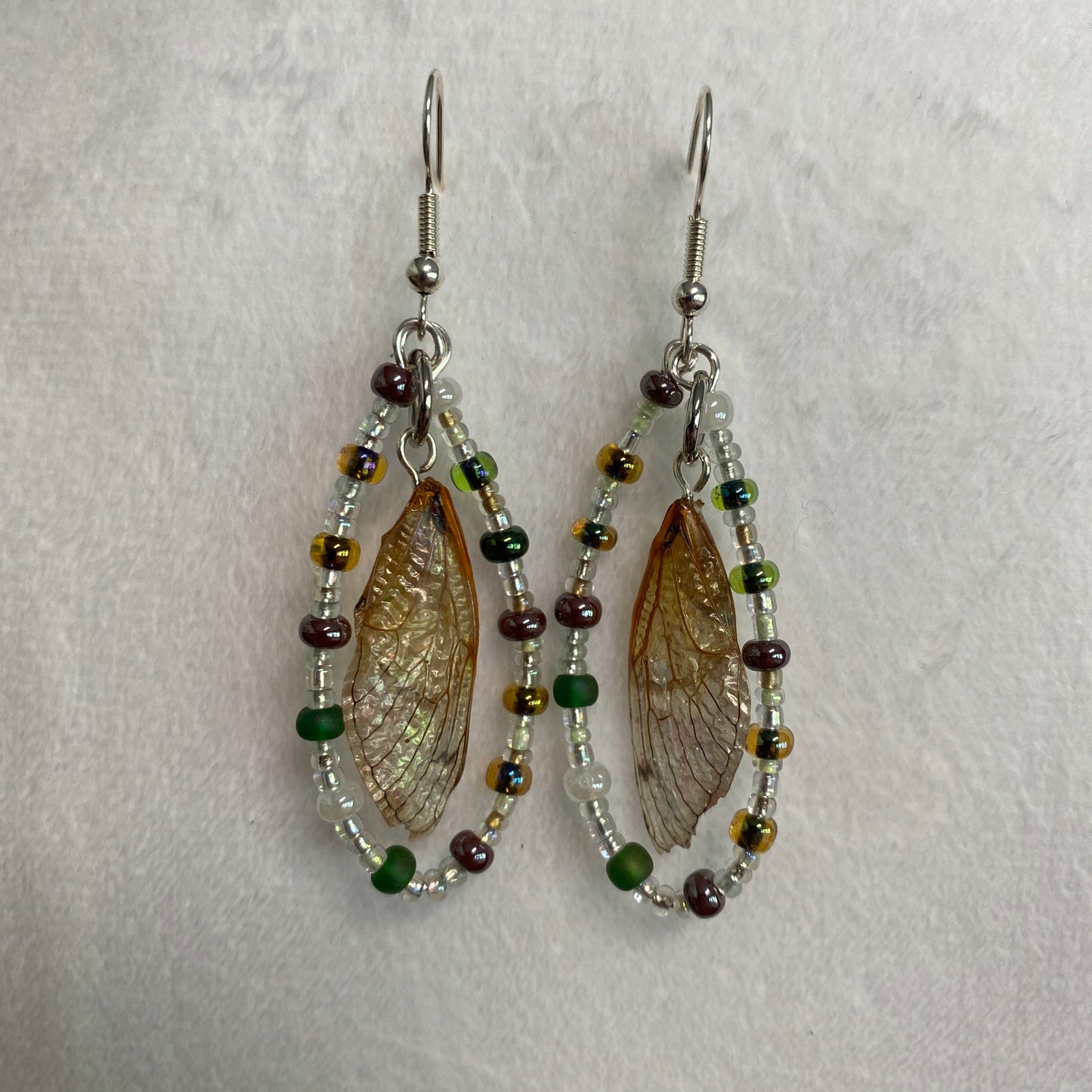 Beaded Cicada Wing Earrings 1