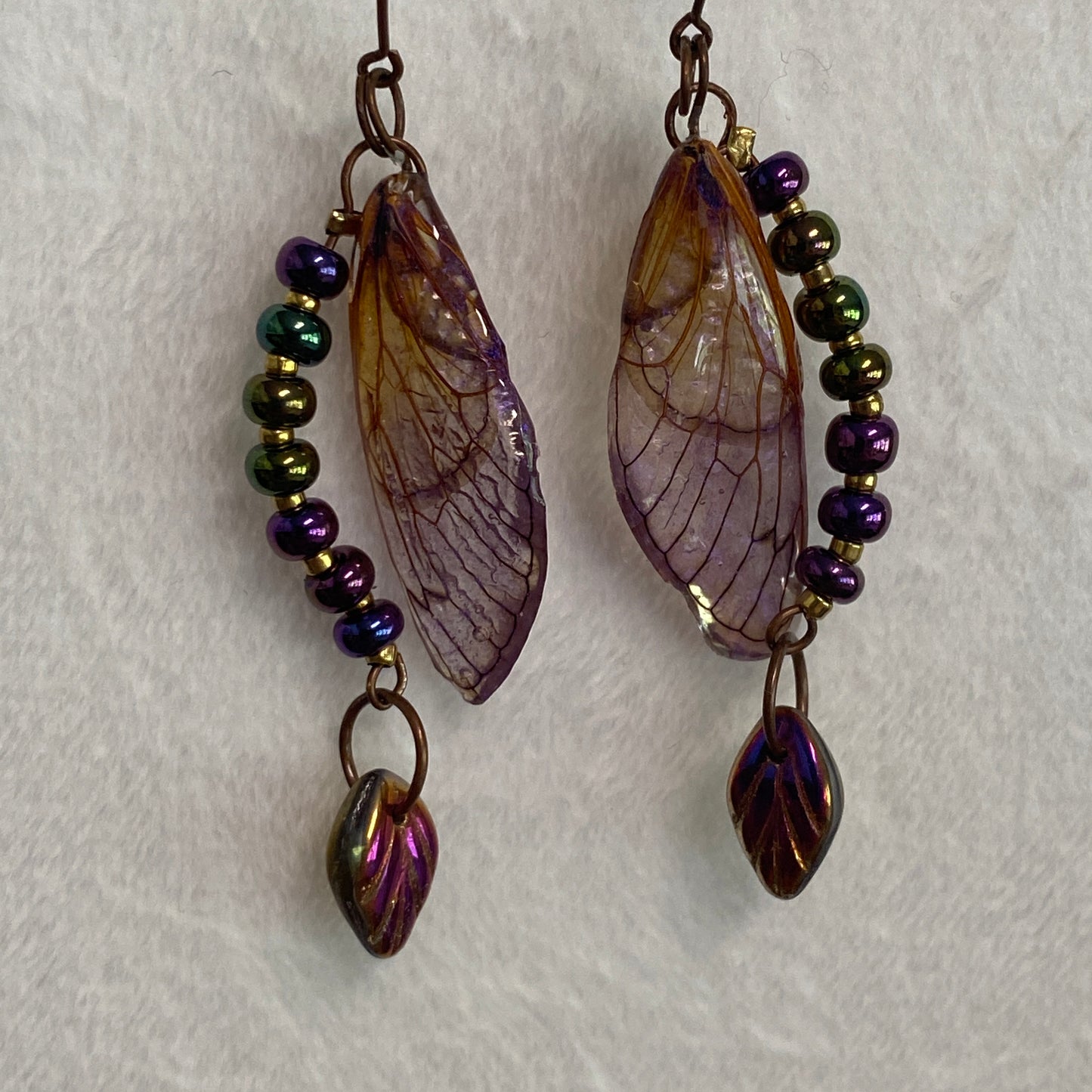 Beaded cicada wing earrings 2