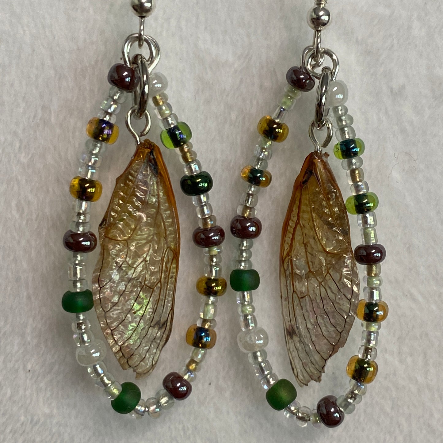 Beaded Cicada Wing Earrings 1