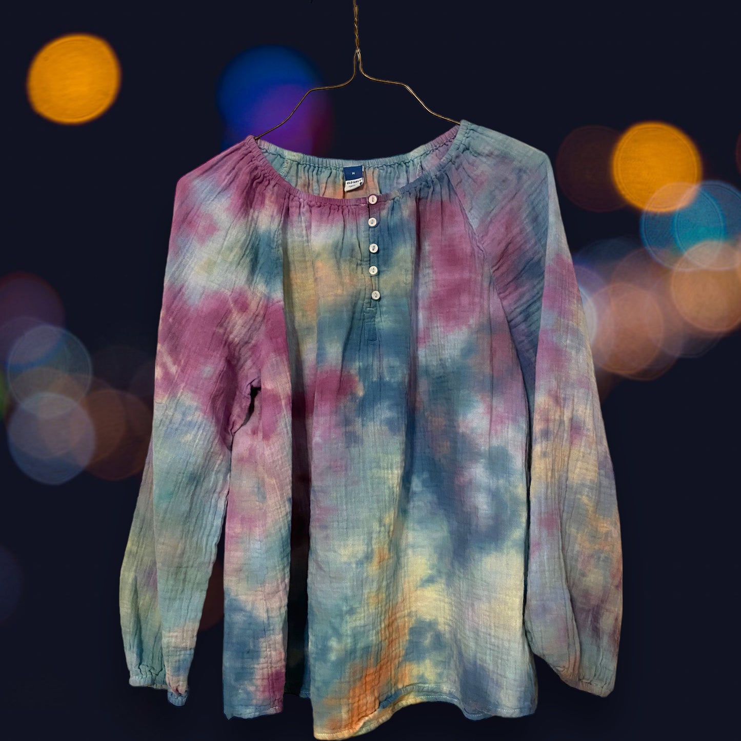 Long sleeve ice dyed boho long sleeve blouse