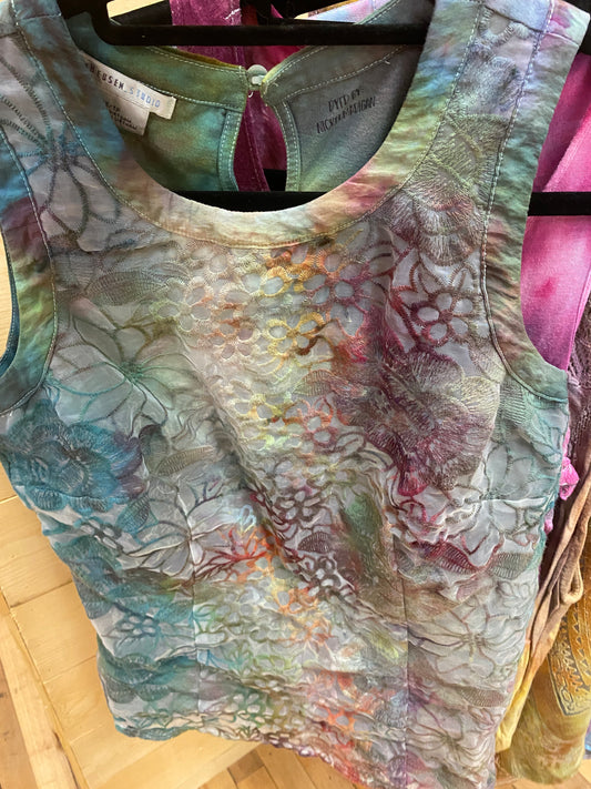 Ice dyed lace vest